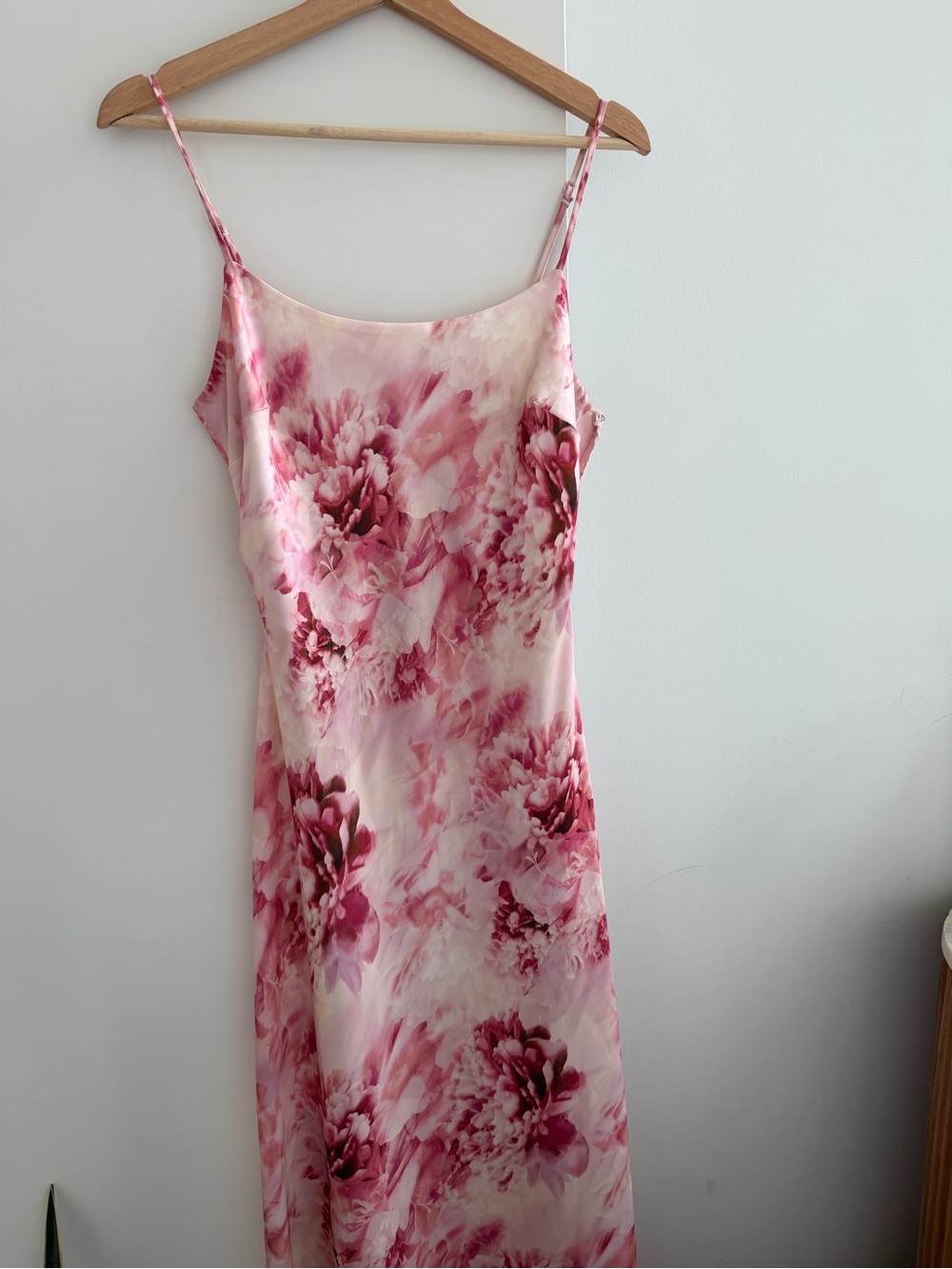 Dynamite Pink Floral Satin Slip Dress